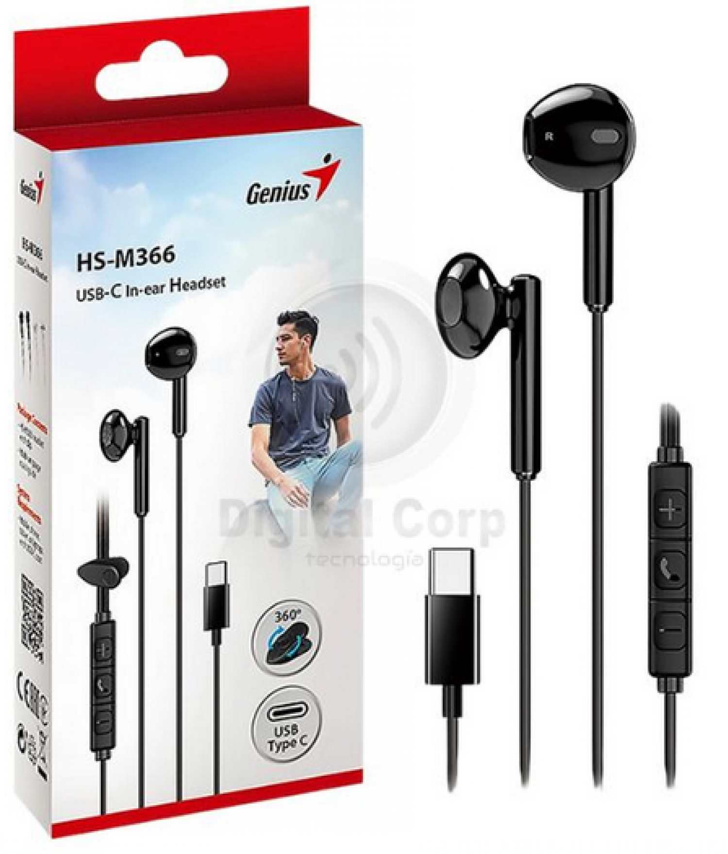 _auriculares_in_ear_usb_c_genius_hs_m366_black - Imagen completa 1