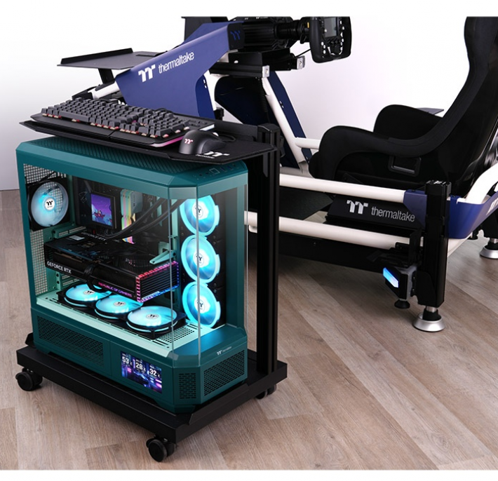accesorio_simulador_thermaltake_carrito_movil_pc_con_bandeja_teclado_mouse - Imagen 2