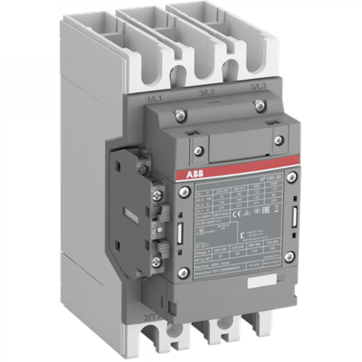 af190_30_11_13___contactor_3_polos_para_motor_190a_400v___90kw_ac_3_bobina_100___250_vca___vcc_c__aux_1na_1nc - Imagen completa 1