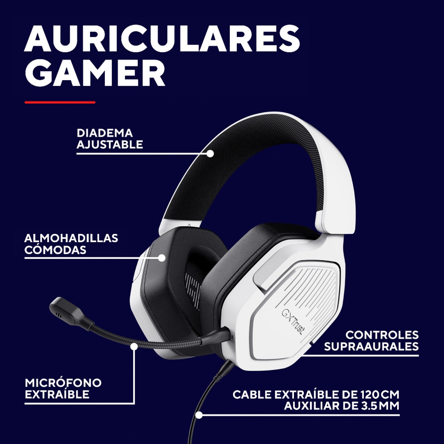 auricular_trust_carus_multiplataforma_white_gxt492w - Imagen completa 2