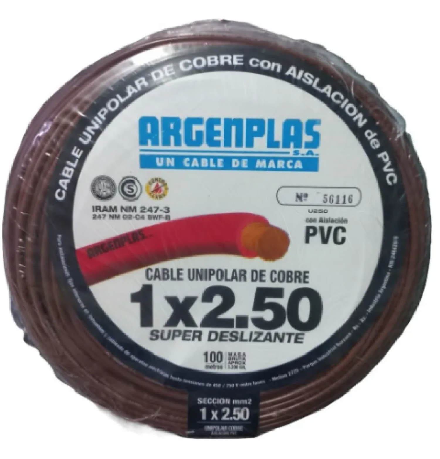 cable_1x2_5_mm_argenplas_x_100mts_marron - Imagen completa 1