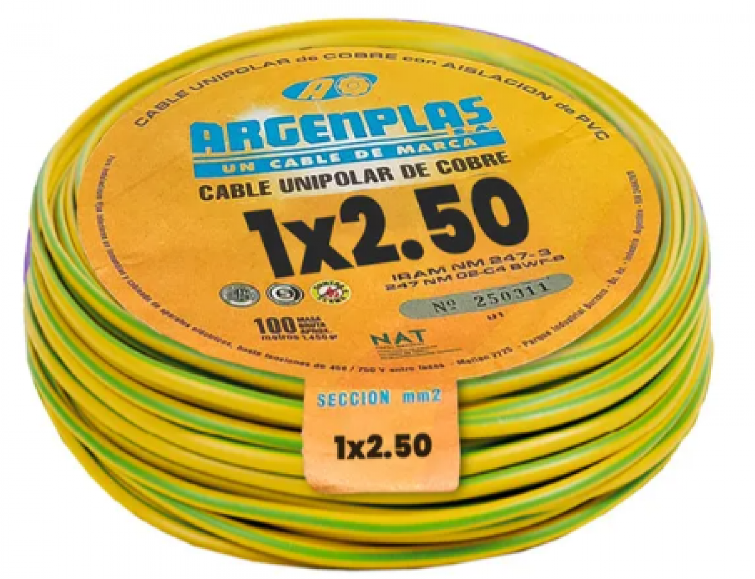 cable_1x2_5_mm_argenplas_x_100mts_verde_amarillo - Imagen completa 1