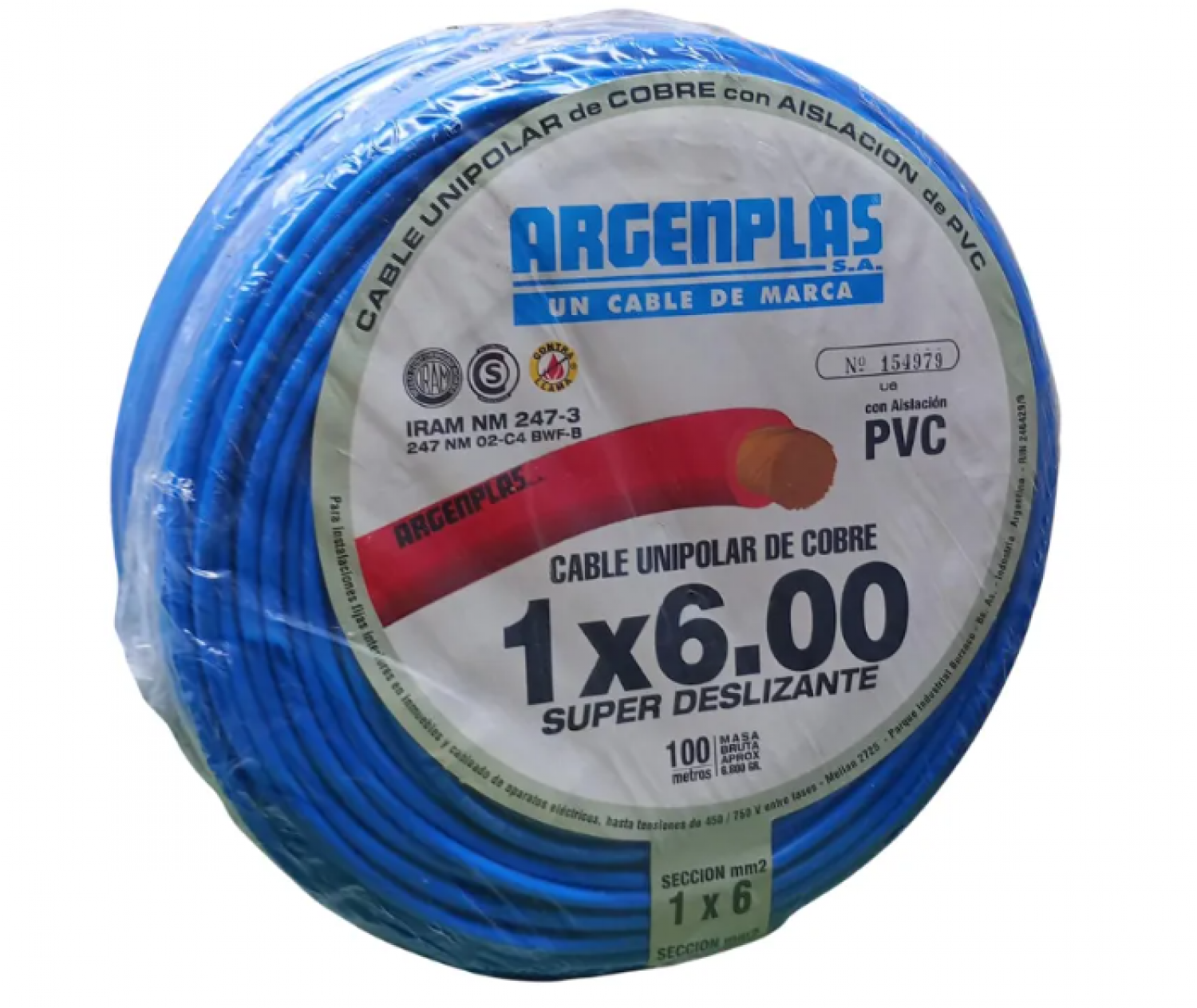 cable_1x6_mm_argenplas_x_100mts_celeste - Imagen completa 1