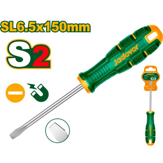 destornillador_plano_conico_sl6_5___punta_magnetica___6_5mm_x_150mm___vastago_redondo__6mm___mango_ergonomico - Imagen 2