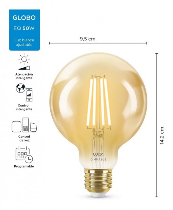 lampara_wiz_led_smart_g95_tw_7w_e27_amber_6_1pf - Imagen 2
