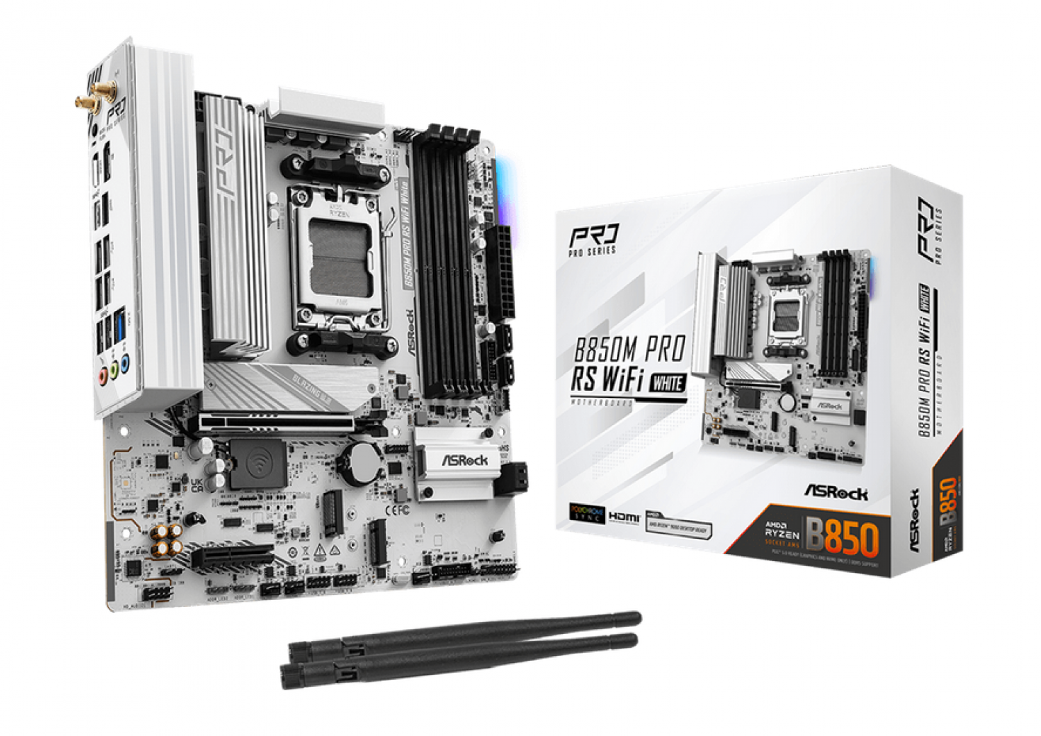 motherboard_asrock_am5_b850m_pro_rs_wifi_white - Imagen completa 1