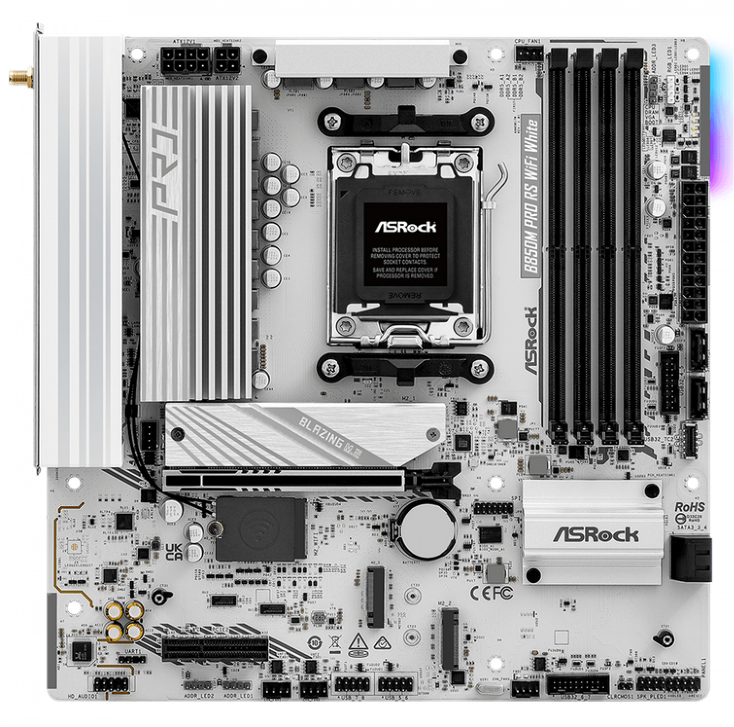 motherboard_asrock_am5_b850m_pro_rs_wifi_white - Imagen completa 2