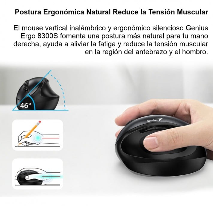 mouse_wireless_vertical_genius_ergo_8300s_iron_gray - Imagen 3
