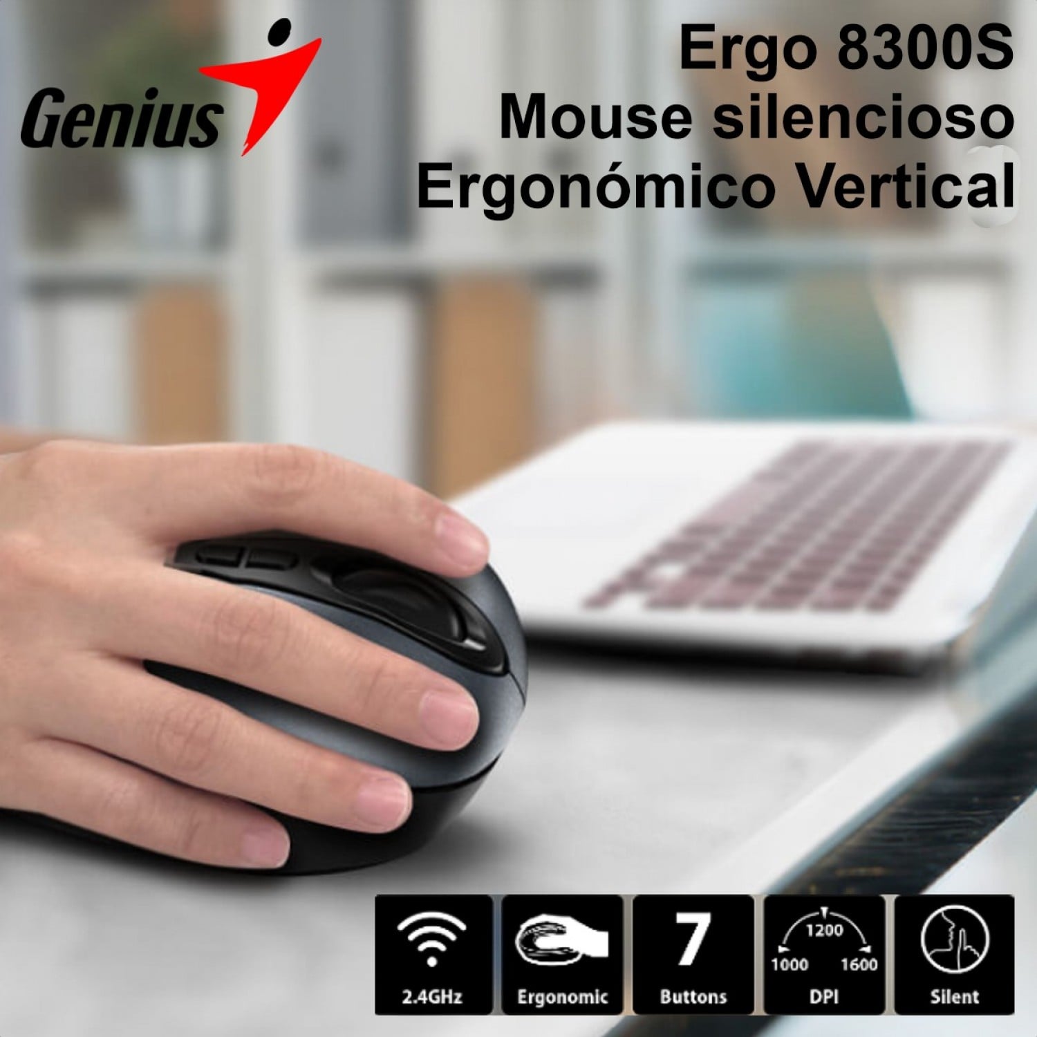 mouse_wireless_vertical_genius_ergo_8300s_iron_gray - Imagen completa 2