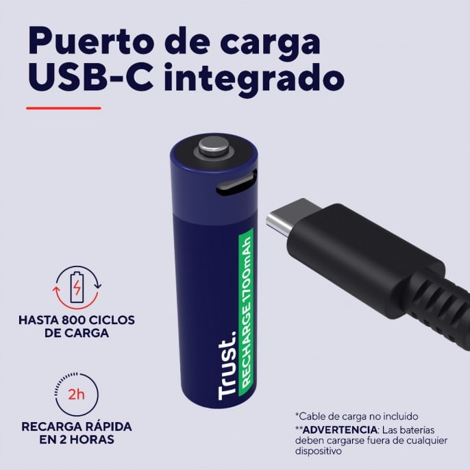 pilas_aa_recargables_usb_c_trust_con_luz_led_2_pack - Imagen 5