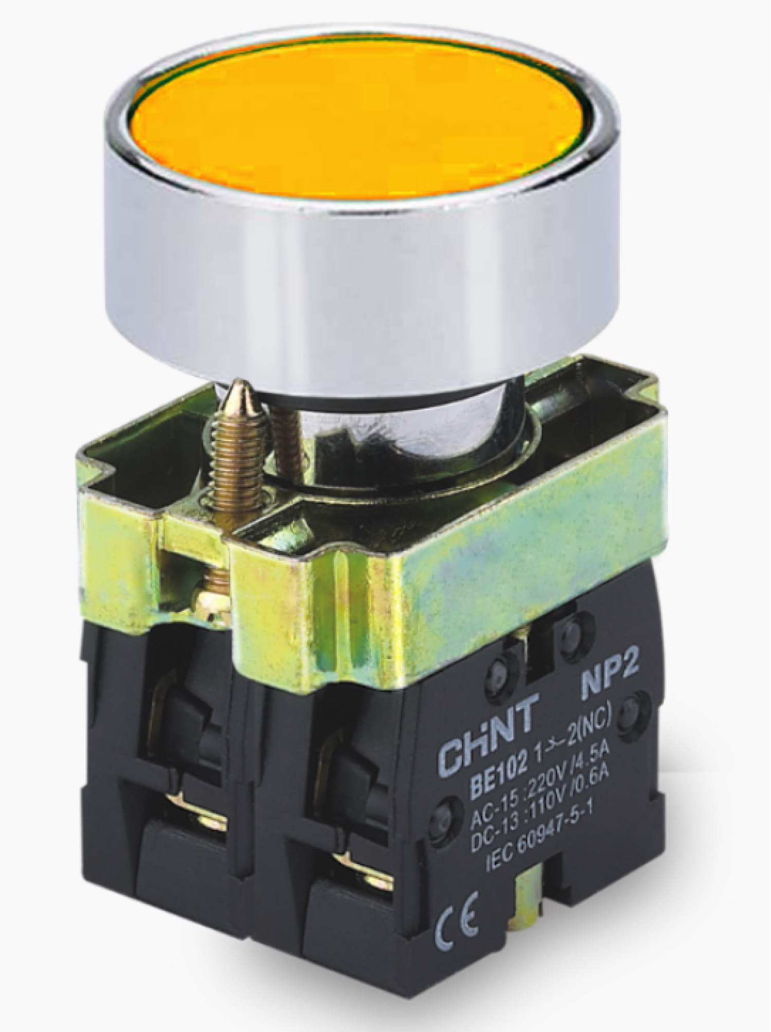 pulsador_de_cuerpo_metalico_de_22_mm_amarillo_con_contacto_na - Imagen completa 1
