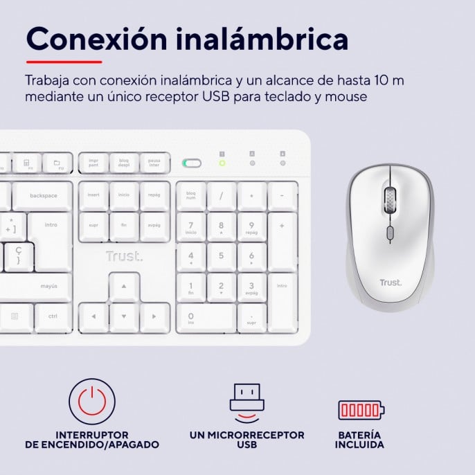 set_inalambrico_trust_ody_ii_teclado_resistente___mouse_silencioso_blanco - Imagen 3