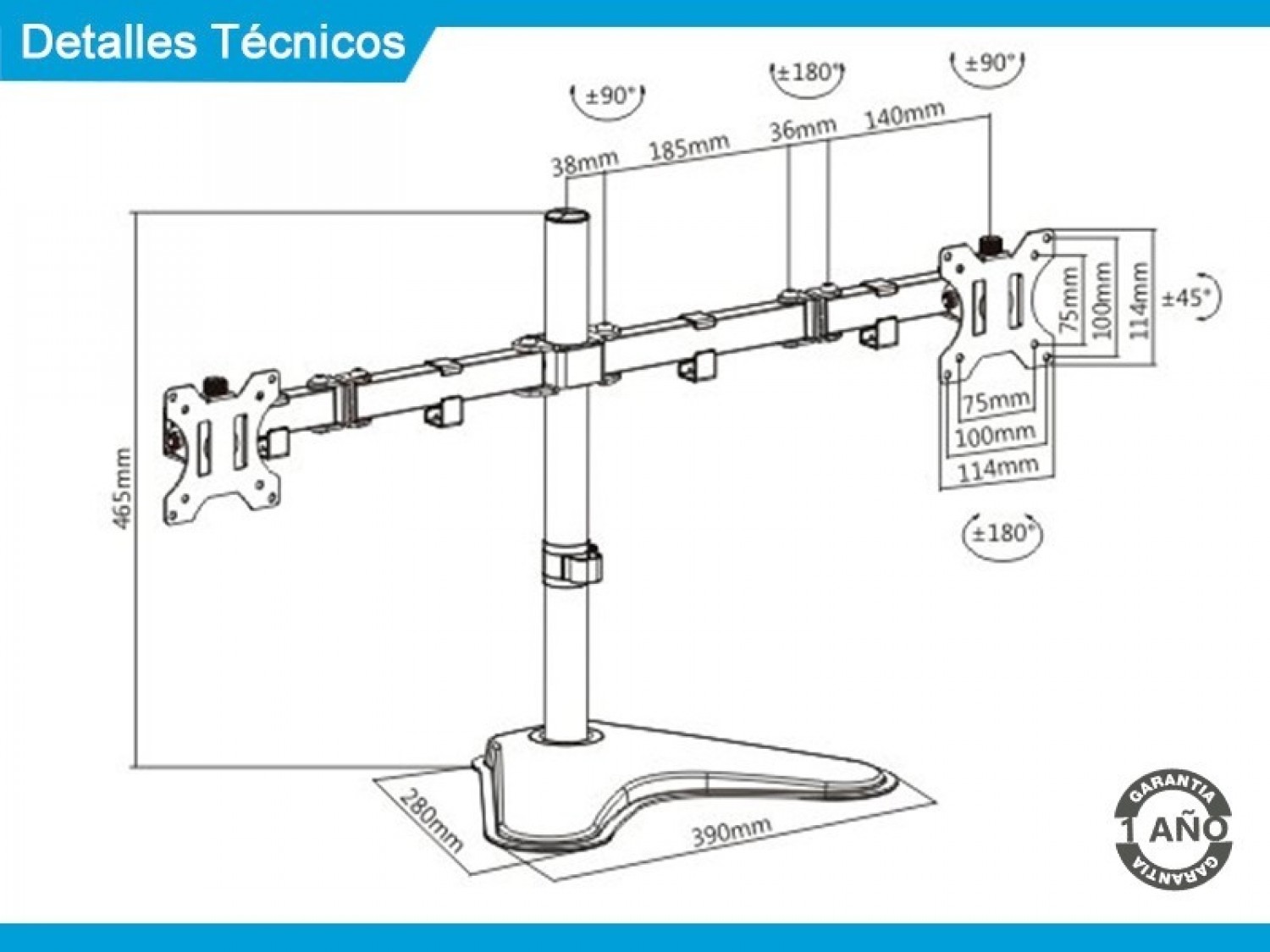 soporte_intelaid_de_escritorio_doble_monitor_con_base_13_32_max_8kg_it_db88vd - Imagen completa 5