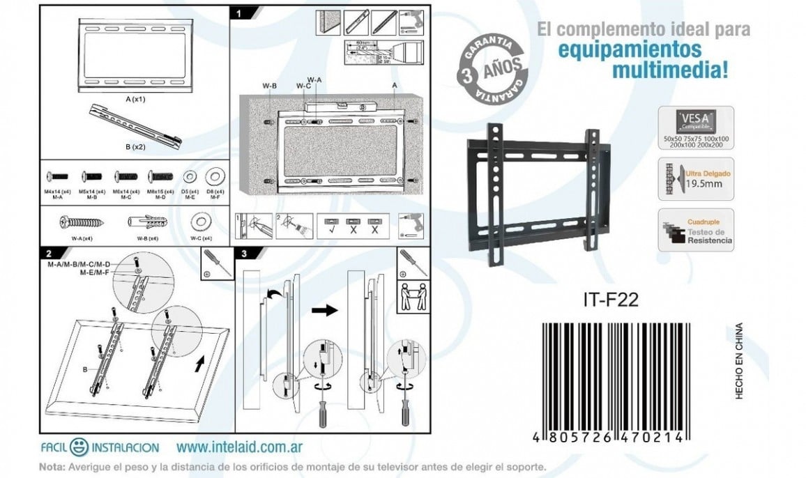 soporte_intelaid_tv_fijo_23_42_vesa_200x200_it_f22 - Imagen 2