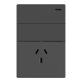 tecla_y_tomacorriente_milan_gris_macroled__2_canales__ac_250v__10a_max__bastidor_metalico - Miniatura 1