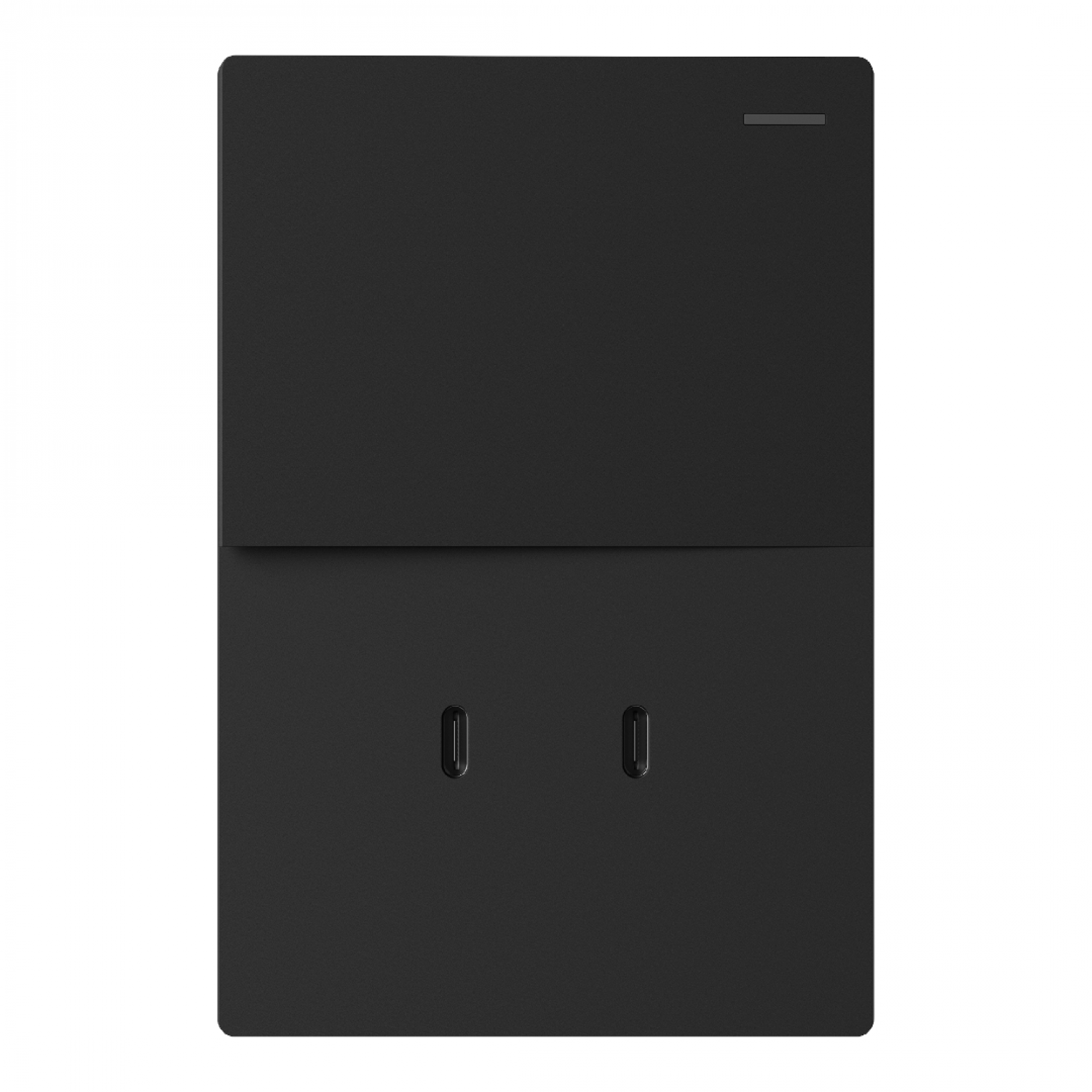 tecla_y_usb_c_milan_negro_macroled__1_canal__2_vias__ac_250v__10a_max__2_usb_c_de_30w__bastidor_metalico - Imagen completa 1