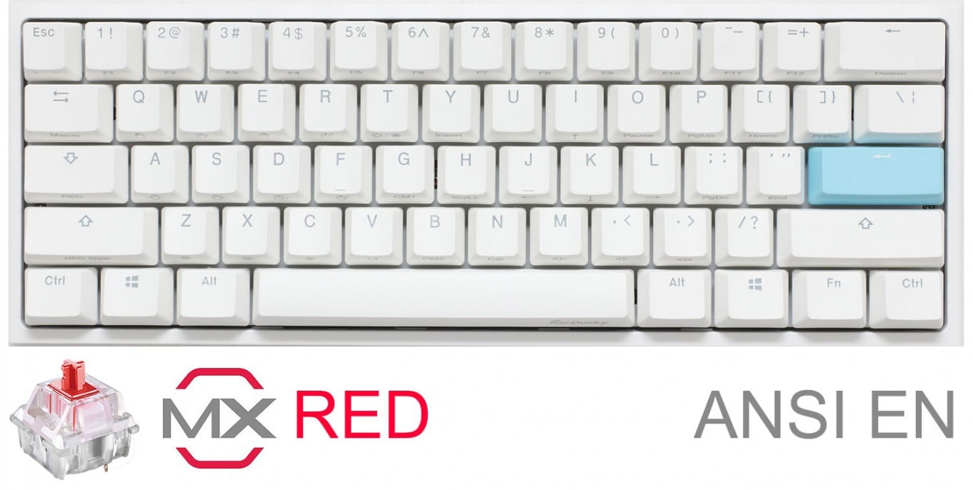 teclado_gamer_ducky_one_2_mini_pure_white_rgb_version_gaming_cherry_mx_red_double_shot_pbt_mecanico - Imagen 12