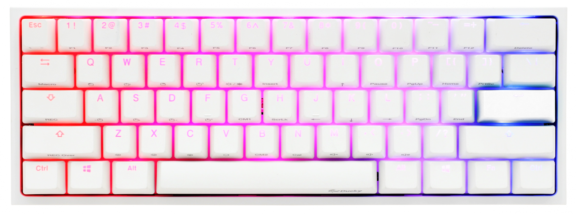 teclado_gamer_ducky_one_2_mini_pure_white_rgb_version_gaming_cherry_mx_red_double_shot_pbt_mecanico - Imagen 2