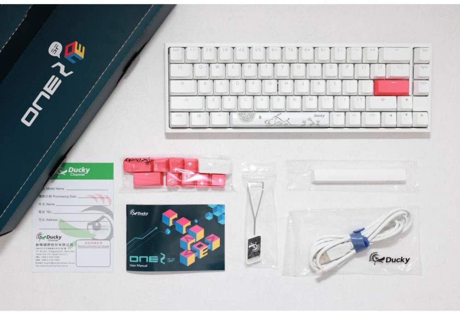 teclado_gamer_ducky_one_2_sf_rgb_white_cherry_mx_blue_double_shot_pbt_mecanico - Imagen completa 10