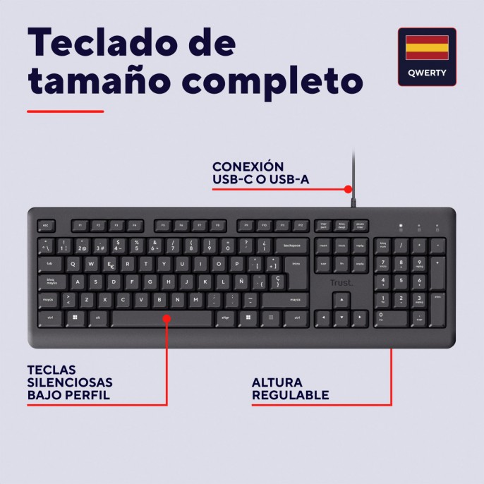 teclado_trust_primo_silencioso_y_resistente_a_salpicaduras_usb_negro - Imagen 2