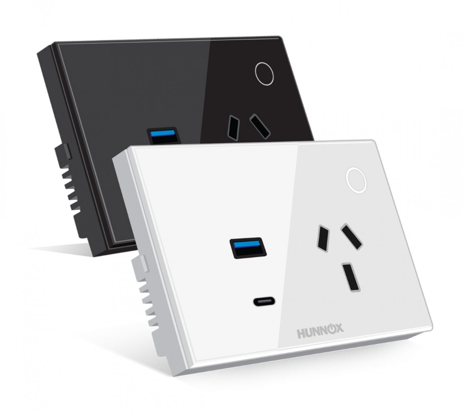 tomacorriente_usb_a_usb_c_hunnox_smart_tactil_blanco - Imagen completa 1